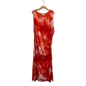 Calvin Klein Orange Mesh Ruched Maxi Dress Plus Size 20W NWT Sleeveless